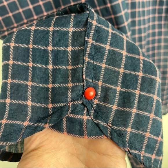 KOTO URBAN OUTFITTERS Navy Pink Short Sleeve Button Up Shirt Small - Picture 12 of 12